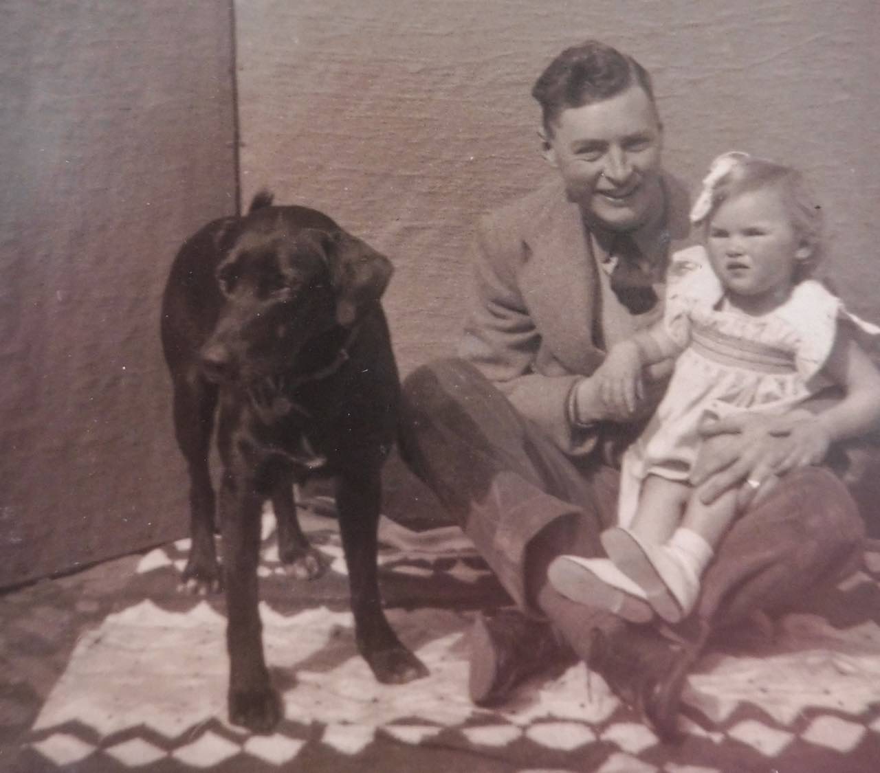 Roy Bradford with daughter & Smut the dog