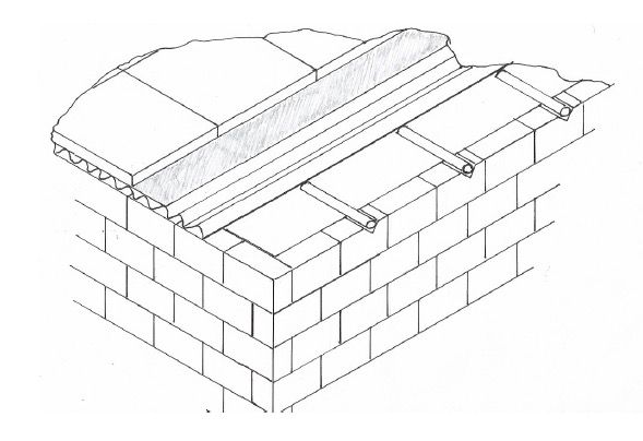 Approximate sketch of south west corner showing roof structure – Chris Perry