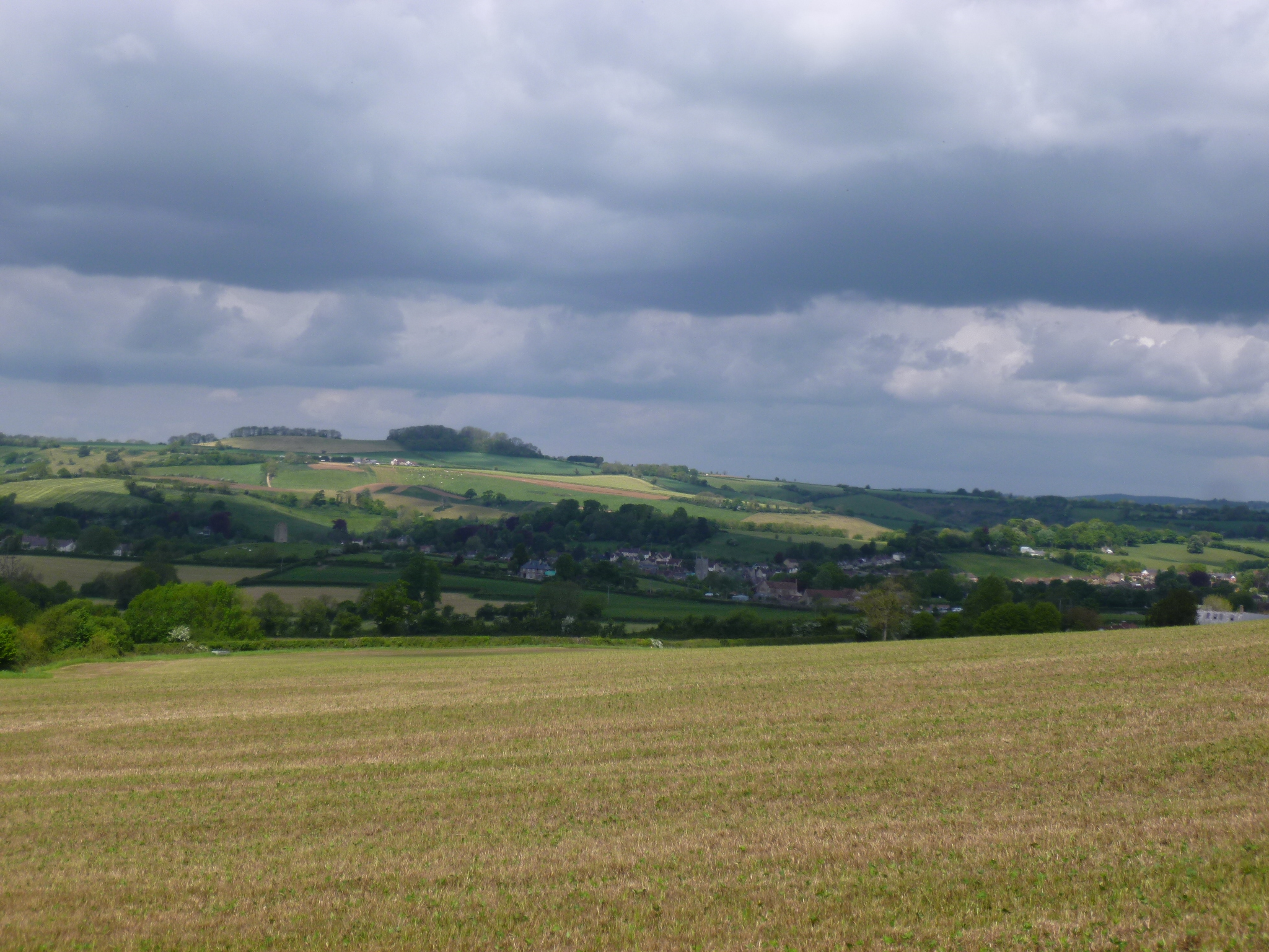 Bruton - Creech Hill from Raggs Copse with Bruton in the valley