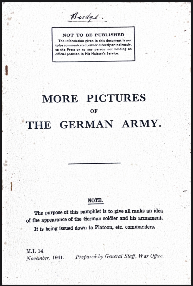 Cover of More Pictures of the German Army issued to George Ellis, Halesworth Patrol. Credit VA Sabry