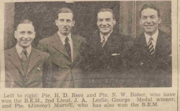 Rees and Baker get BEM Bath Chronicle and Weekly Gazette 05 December 1942