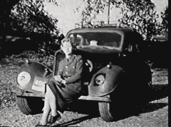 Yolande Bromley with staff car