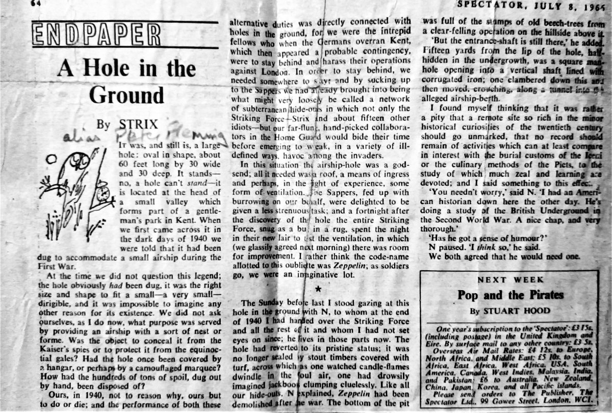 A Hole in the Ground by Strix (from The Spectator 8 July 1965)