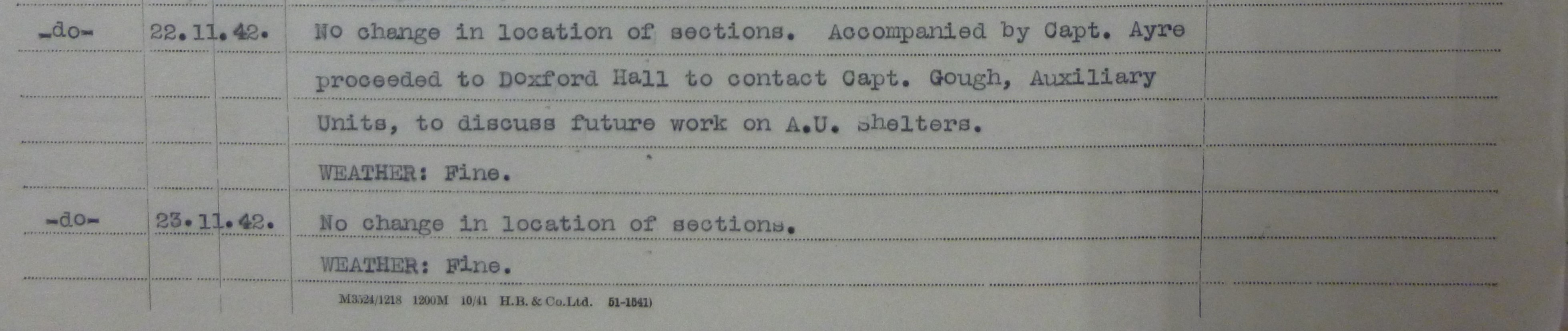 Gough at Droxford Hall TNA ref WO166/8110 184 Tunnelling Coy RE War Diary Nov 1942