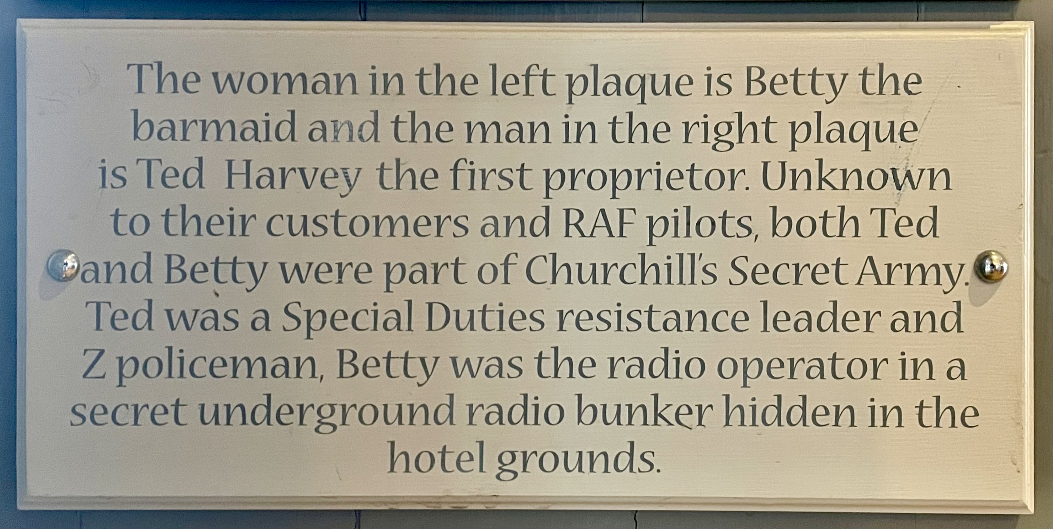 Memorial plaque inside the hotel