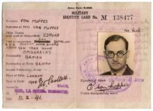 Edmund Van Moppes Military ID card (front)