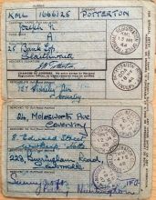 Joe Potterton's National Registration Card 1