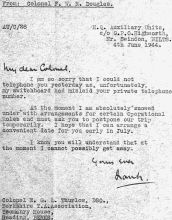 Letter showing PO Address as HQ
