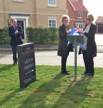 Val and Syl unveiling plaque